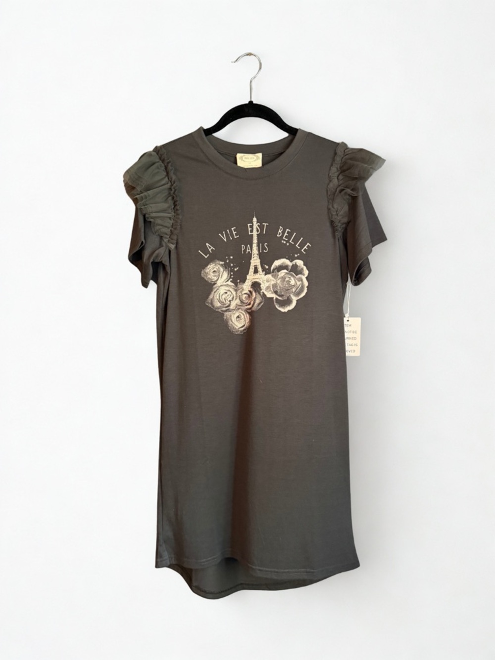 Joyfolie Mia Joy Dark Gray Crewneck T-shirt Dress